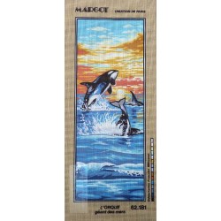 Canevas à broder 25 x 60 cm marque MARGOT thème L'ORQUE géant des mers fabrication française