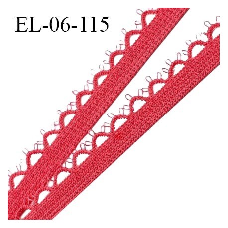 Elastique picot 6 mm lingerie haut de gamme fabriqué en France élastique souple couleur coquelicot prix au mètre