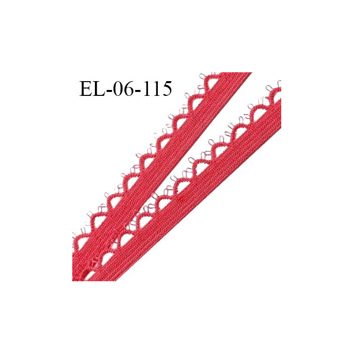 Elastique picot 6 mm lingerie haut de gamme fabriqué en France élastique souple couleur coquelicot prix au mètre