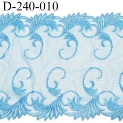 Dentelle broderie 24 cm très haut de gamme extensible largeur 24 cm couleur bleu très belle prix pour un mètre