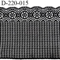 Dentelle 22 cm lycra brodée très haut de gamme largeur 22 cm couleur noir fabriqué en France bandes jacquard prix au mètre