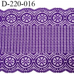 Dentelle 22 cm lycra extensible très haut de gamme largeur 22 cm couleur violet fabriqué en France bandes jacquard prix au mètre