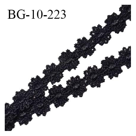 Galon ruban guipure motif fleurs couleur noir largeur 10 mm prix au mètre