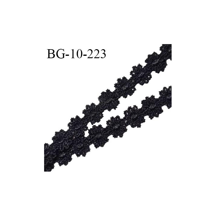 Galon ruban guipure motif fleurs couleur noir largeur 10 mm prix au mètre