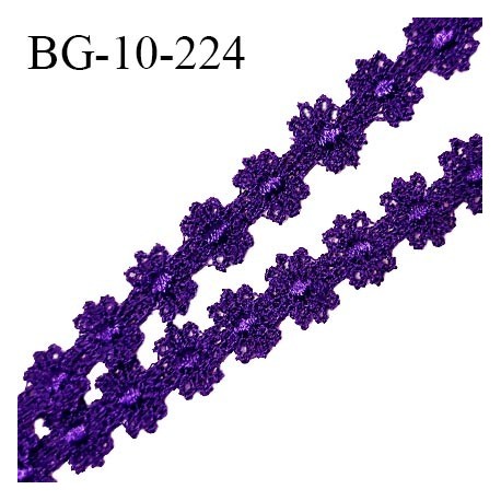 Galon ruban guipure motif fleurs couleur violet largeur 10 mm prix au mètre