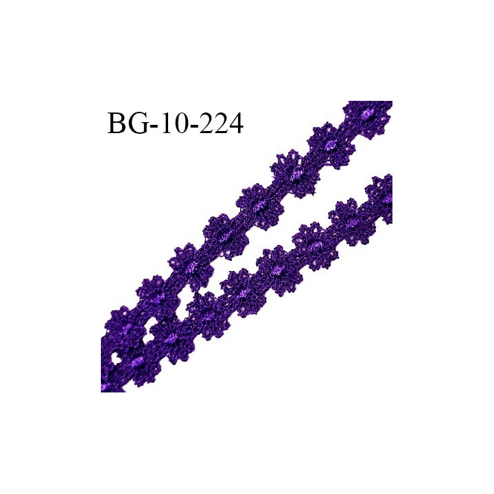 Galon ruban guipure motif fleurs couleur violet largeur 10 mm prix au mètre
