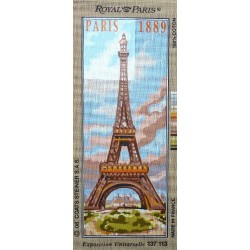 Canevas à broder 25 x 60 cm marque ROYAL PARIS thème LA TOUR EIFFEL fabrication française