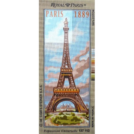 Canevas à broder 25 x 60 cm marque ROYAL PARIS thème LA TOUR EIFFEL fabrication française