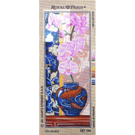 Canevas à broder 25 x 60 cm marque ROYAL PARIS thème orchidée fabrication française