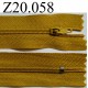 fermeture éclair longueur 20 cm couleur jaune non séparable zip nylon largeur 2.5 cm