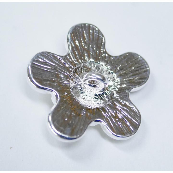 Bouton 18 mm en forme de fleur avec perles incrustées nacré haut de gamme  en métal diamètre 18 mm nacré et acier chromé