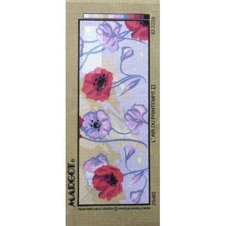 Canevas à broder 25 x 60 cm marque MARGOT thème COQUELICOTS l'air du printemps II