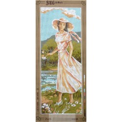 Canevas à broder 25 x 60 cm marque SEG de Paris thème jeune femme made in France