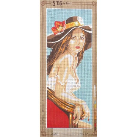 Canevas à broder 25 x 60 cm marque SEG de Paris thème jeune femme made in France