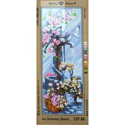 Canevas à broder 25 x 60 cm marque ROYAL PARIS thème la fontaine fleurie made in France