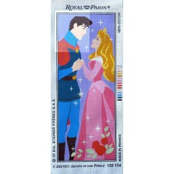 Canevas à broder 25 x 60 cm marque ROYAL PARIS thème DISNEY CENDRILLON Aurore et son prince