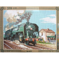 Canevas à broder 45 x 60 cm marque SEG DE PARIS thème LE TRAIN la 141 R fabrication française