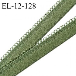 Elastique 12 mm lingerie haut de gamme couleur vert oasis fabriqué en France largeur 12 mm + 2 mm picots prix au mètre