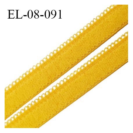 Elastique picot 8 mm haut de gamme couleur jaune palmier doux au toucher fabriqué en France pour une grande marque prix au mètre