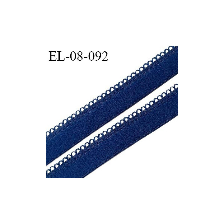 Elastique picot 8 mm haut de gamme couleur bleu jersey doux au toucher fabriqué en France pour une grande marque prix au mètre