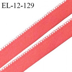 Elastique picot 12 mm lingerie haut de gamme couleur rose praline fabriqué en France largeur 12 mm + 2 mm picots prix au mètre