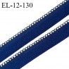 Elastique picot 12 mm lingerie haut de gamme couleur bleu jersey fabriqué en France largeur 12 mm + 2 mm picots prix au mètre