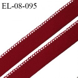 Elastique picot 8 mm haut de gamme couleur rouge bourgogne ou brun henne au toucher fabriqué en France prix au mètre