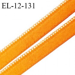 Elastique picot 12 mm lingerie haut de gamme couleur orange maya fabriqué en France largeur 12 mm + 2 mm picots prix au mètre