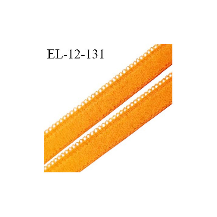 Elastique picot 12 mm lingerie haut de gamme couleur orange maya fabriqué en France largeur 12 mm + 2 mm picots prix au mètre