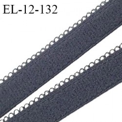 Elastique picot 12 mm lingerie haut de gamme couleur gris ardoise fabriqué en France largeur 12 mm + 2 mm picots prix au mètre