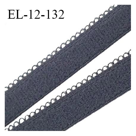 Elastique picot 12 mm lingerie haut de gamme couleur gris ardoise fabriqué en France largeur 12 mm + 2 mm picots prix au mètre