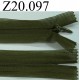 fermeture éclair invisible verte longueur 20 cm couleur vert kaki foncé non séparable zip nylon largeur 2.4 cm