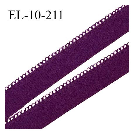 Elastique picot 10 mm lingerie couleur prune largeur 10 mm haut de gamme fabriqué en France pour une grande marque prix au mètre
