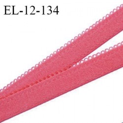 Elastique picot 12 mm lingerie haut de gamme couleur rose fleur fabriqué en France largeur 12 mm + 2 mm picots prix au mètre