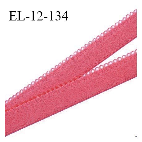 Elastique picot 12 mm lingerie haut de gamme couleur rose fleur fabriqué en France largeur 12 mm + 2 mm picots prix au mètre