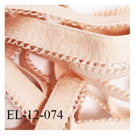 Elastique 12 mm lingerie haut de gamme couleur rose glacé fabriqué en France largeur 12 mm + 2 mm picots prix au mètre
