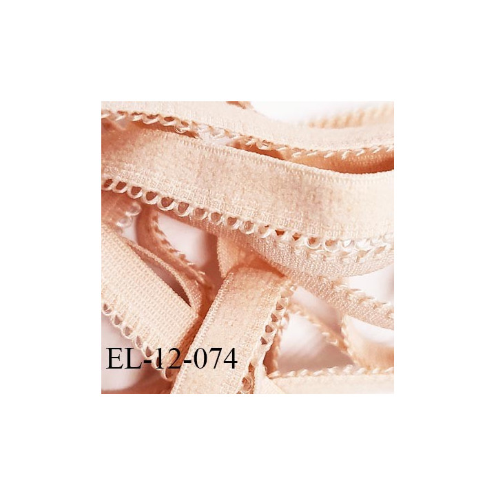 Elastique 12 mm lingerie haut de gamme couleur rose glacé fabriqué en France largeur 12 mm + 2 mm picots prix au mètre