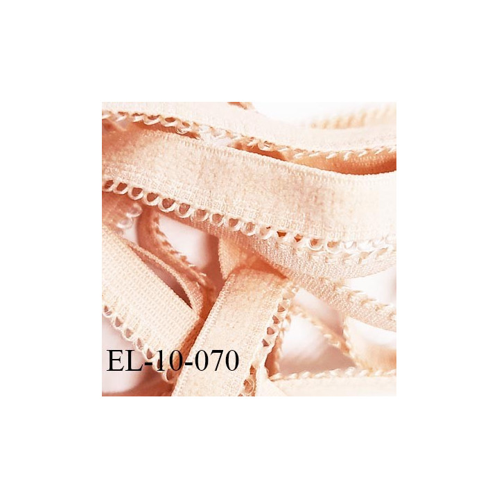élastique lingerie picot 10 mm couleur rose glace aspect velours fabriqué en France largeur 10 mm + 2 mm picot  prix au mètre
