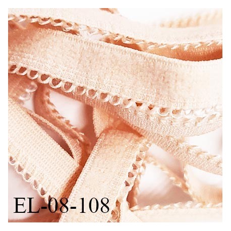 élastique lingerie picot 8 mm couleur rose glace aspect velours fabriqué en France largeur 8 mm + 2 mm picot prix au mètre