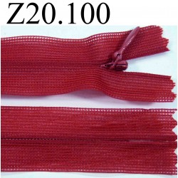 fermeture éclair invisible longueur 20 cm couleur rouge non séparable zip nylon largeur 2.4 cm