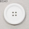 Bouton 31 mm pvc 4 trous couleur blanc épaisseur 5.5 mm diamètre 31 mm prix à l'unité