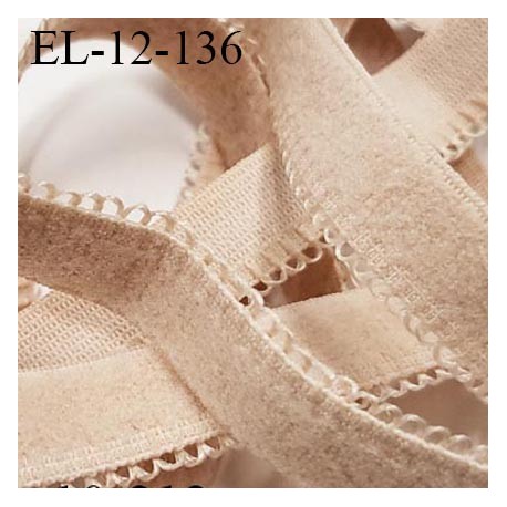Elastique picot 12 mm lingerie haut de gamme couleur poudre fabriqué en France largeur 12 mm + 2 mm picots prix au mètre