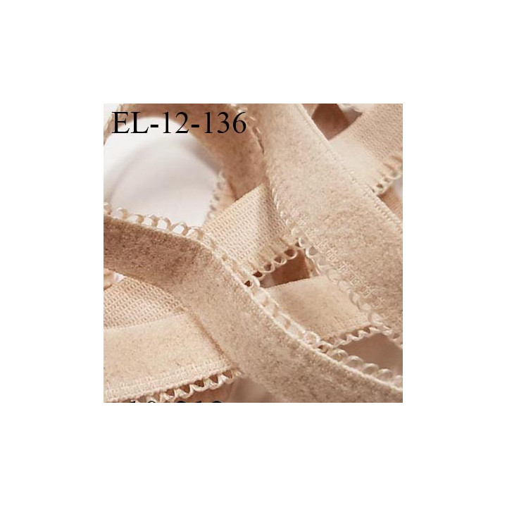 Elastique picot 12 mm lingerie haut de gamme couleur poudre fabriqué en France largeur 12 mm + 2 mm picots prix au mètre