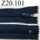 fermeture éclair longueur 20 cm couleur bleu non séparable zip nylon largeur 2.4 cm
