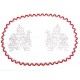 Napperon préimprimé à broder en toile de coton blanc naturel avec finition dentelle rouge thème NOEL point de tige conseillé