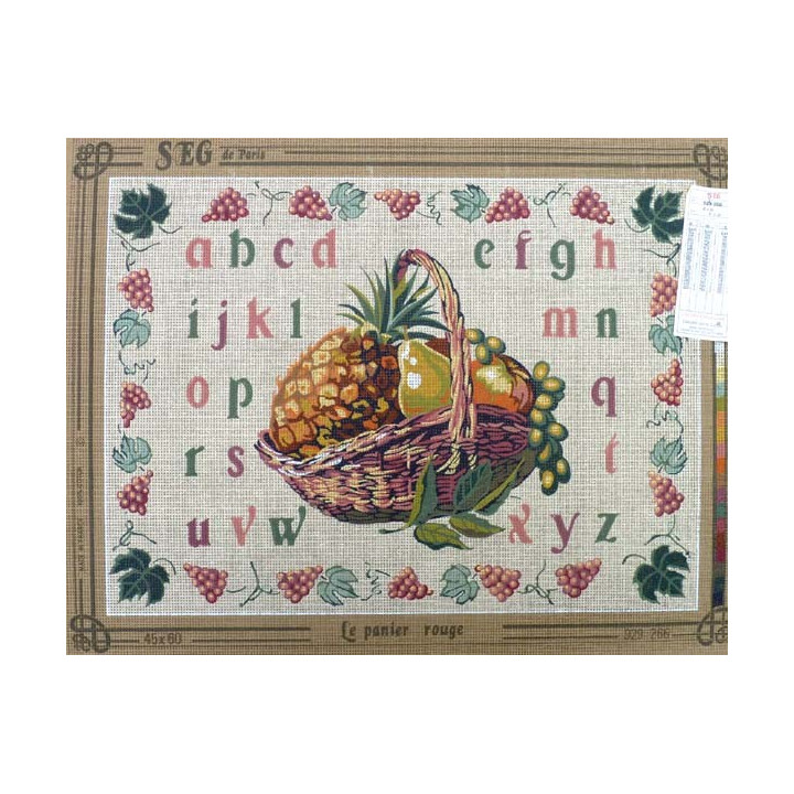 Canevas à broder 45 x 60 cm marque SEG DE PARIS thème le panier rouge fabrication française
