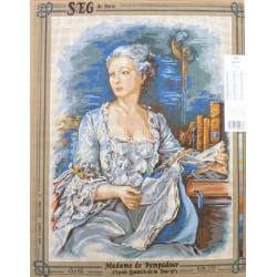 Canevas à broder 45 x 60 cm marque SEG DE PARIS thème Madame de Pompadour d'après Quentin de la Tour fabrication fr