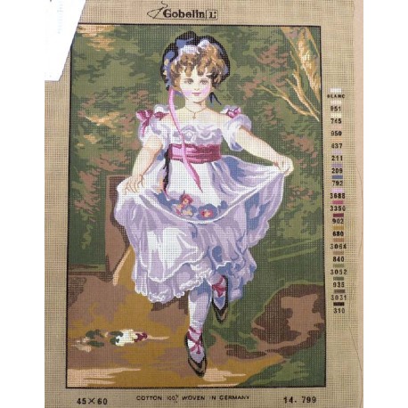 Canevas à broder 45 x 60 cm marque GOBELIN thème petite fille modèle