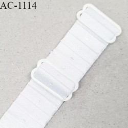 Bretelle lingerie SG 19 mm très haut de gamme couleur blanc brillant avec 2 barrettes longueur 30 cm + réglage prix à l'unité