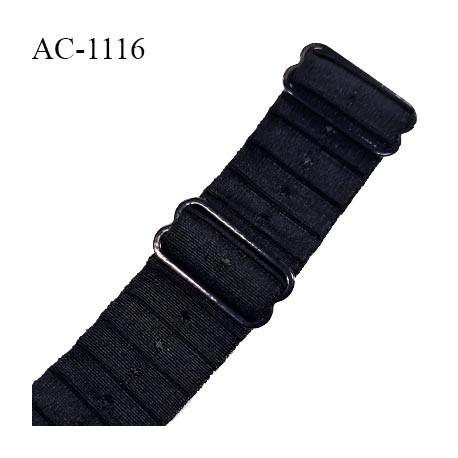 Bretelle lingerie SG 19 mm très haut de gamme couleur noir avec 2 barrettes longueur 30 cm + réglage prix à l'unité